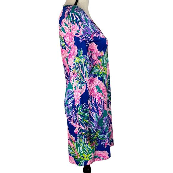 Lilly Pulitzer X-Small Erin Mini Dress Floral V-Neck Stretch Lightweight Multi - Picture 3 of 9